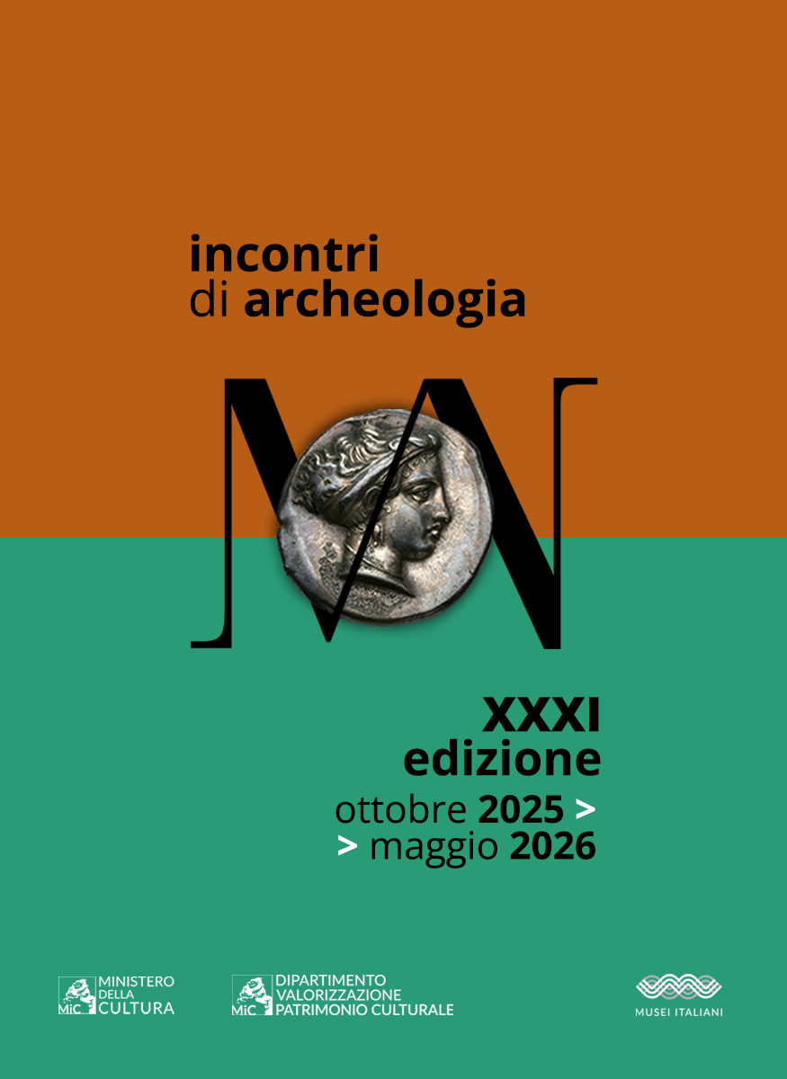Locandina incontri di archeologia con immagine della moneta della zecca di Parthenope